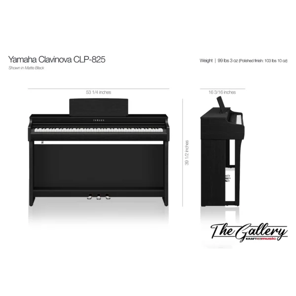 ⁦פסנתר חשמלי נייח Yamaha Clavinova CLP-825 - לבן כולל שנאי מקורי⁩ – תמונה ⁦3⁩